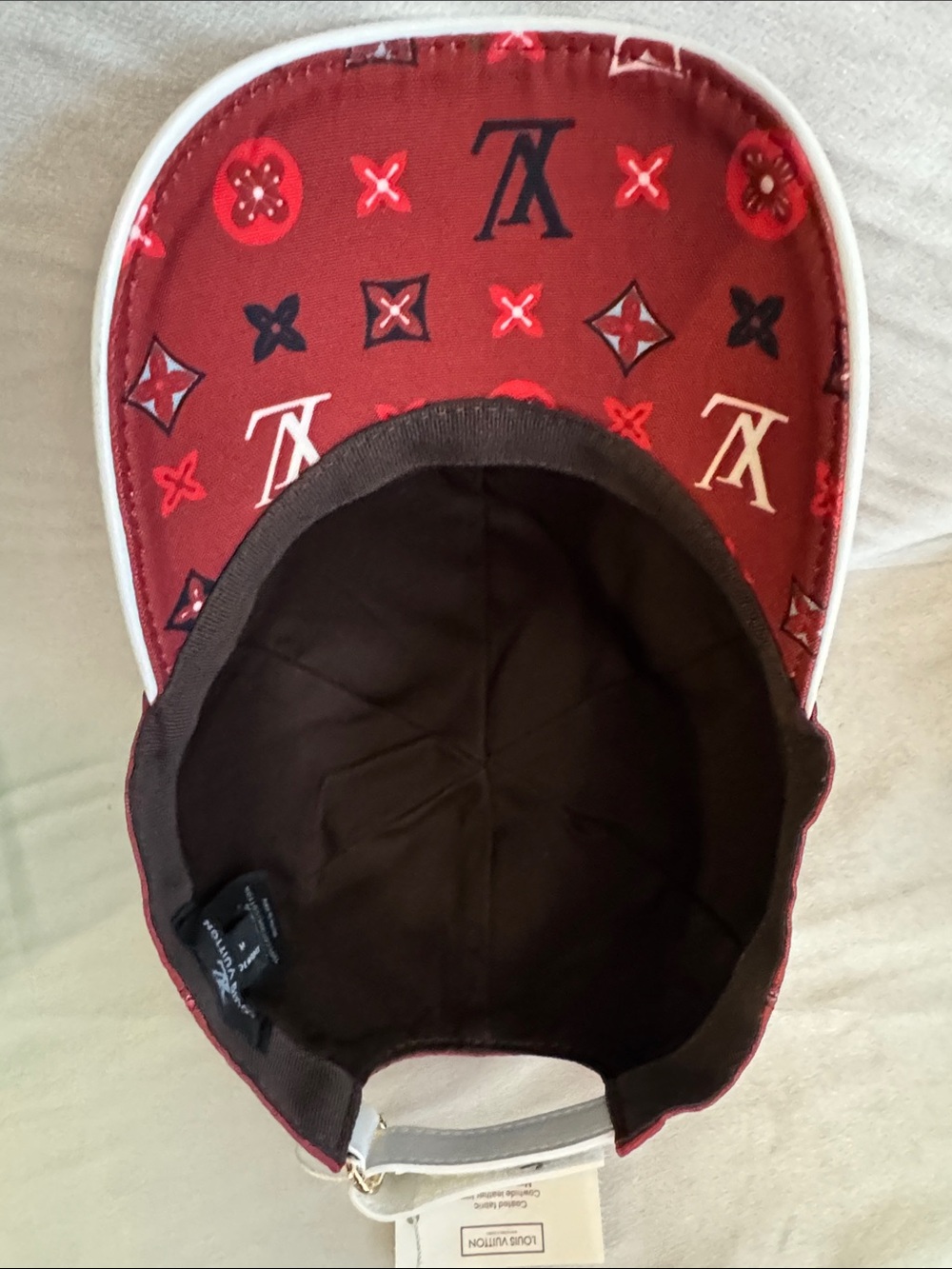 Louis Vuitton Burgundy Baseball Cap with Monogram Motif/White Leather Trim🔥New! - Picture 6 of 8